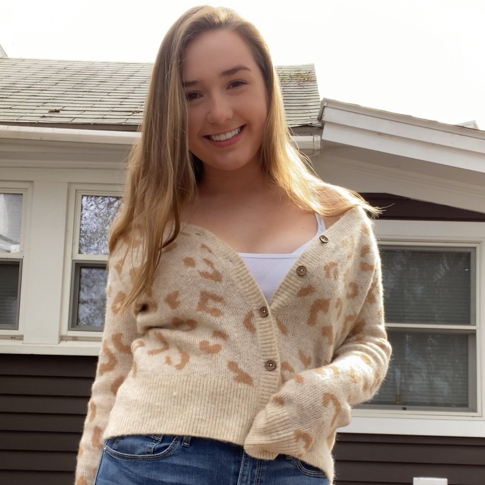 Button-Up Leopard Print Sweater